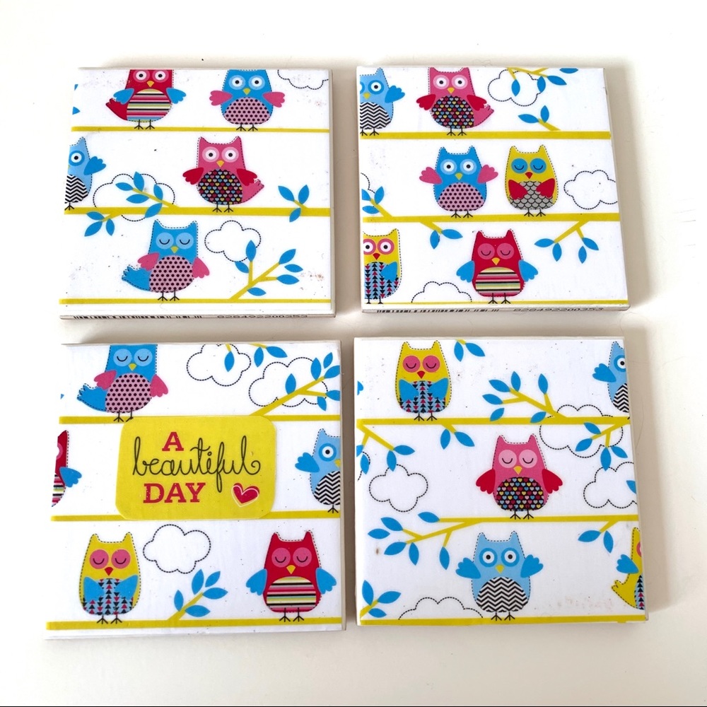 Set of 4 Ceramic Tile “Beautiful Day” Coasters